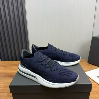 Hugo Boss Navy White Knit Sock-Fit Upper Integrated Lacing System Sneakers