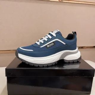 Hugo Boss Navy White Sole Mesh And Synthetic Upper Chunky Sneakers