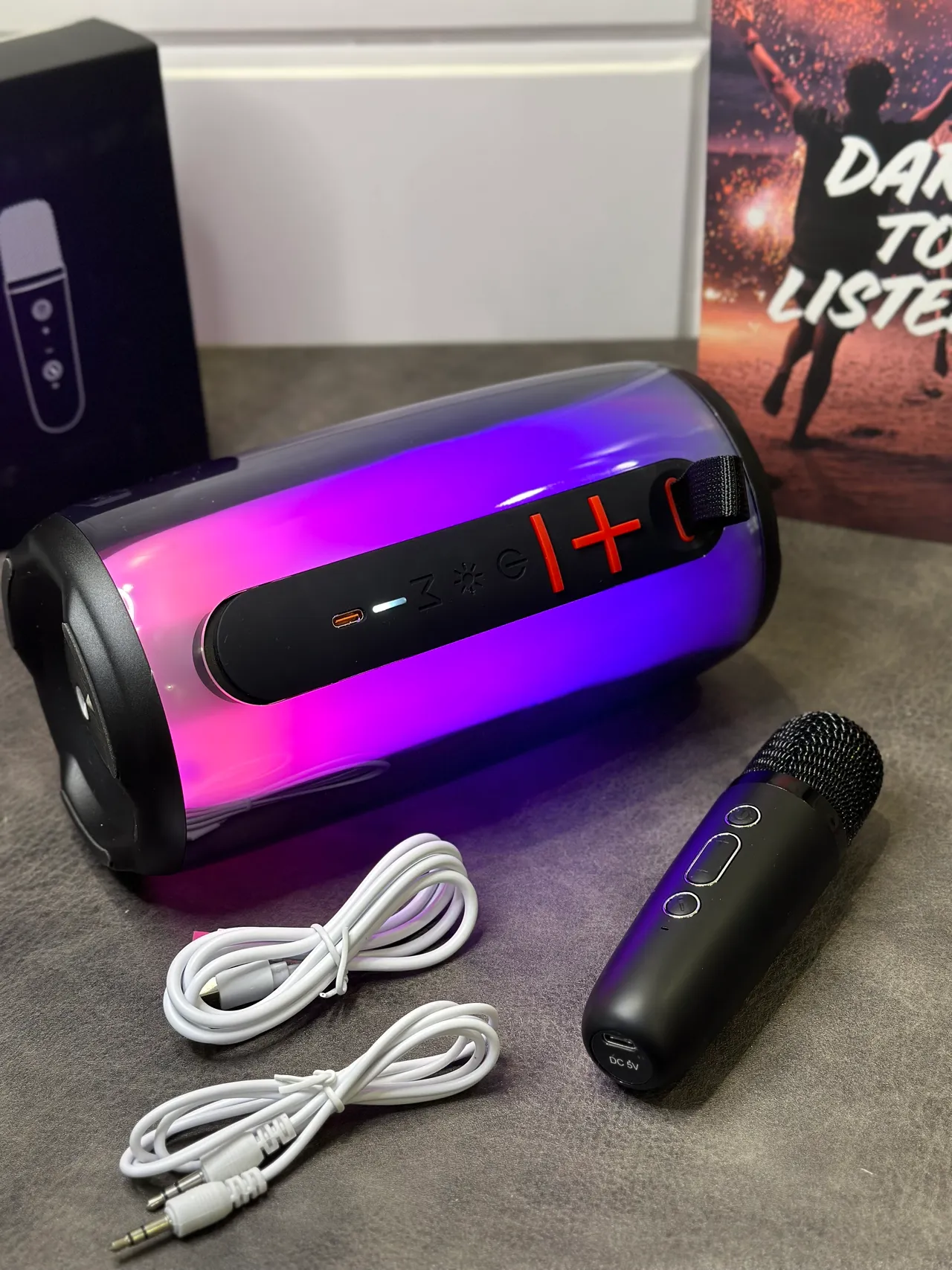 JBL Pulse Purple Black Cylindrical Translucent Body Portable Speaker 8