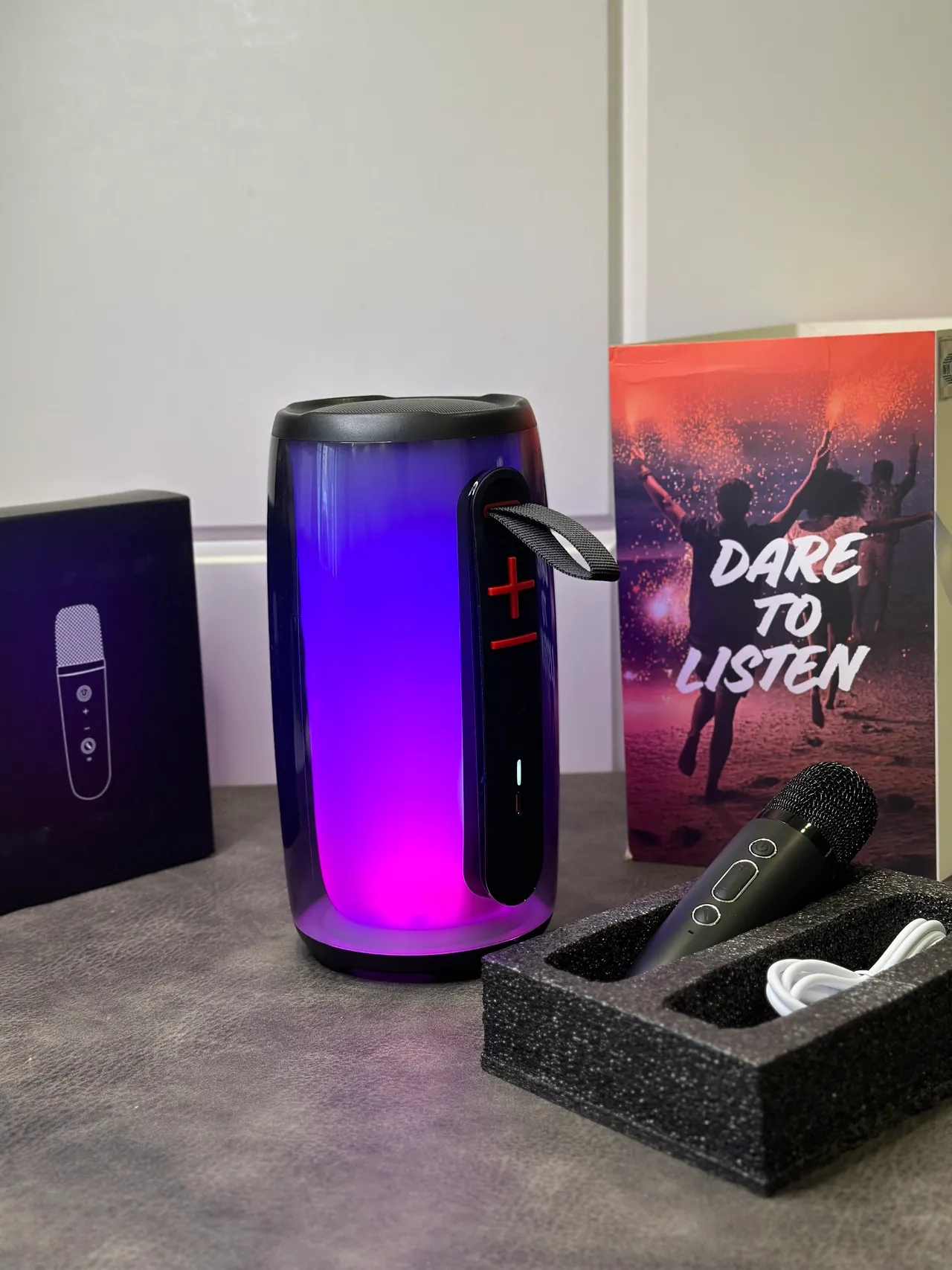 JBL Pulse Purple Black Cylindrical Translucent Body Portable Speaker 10