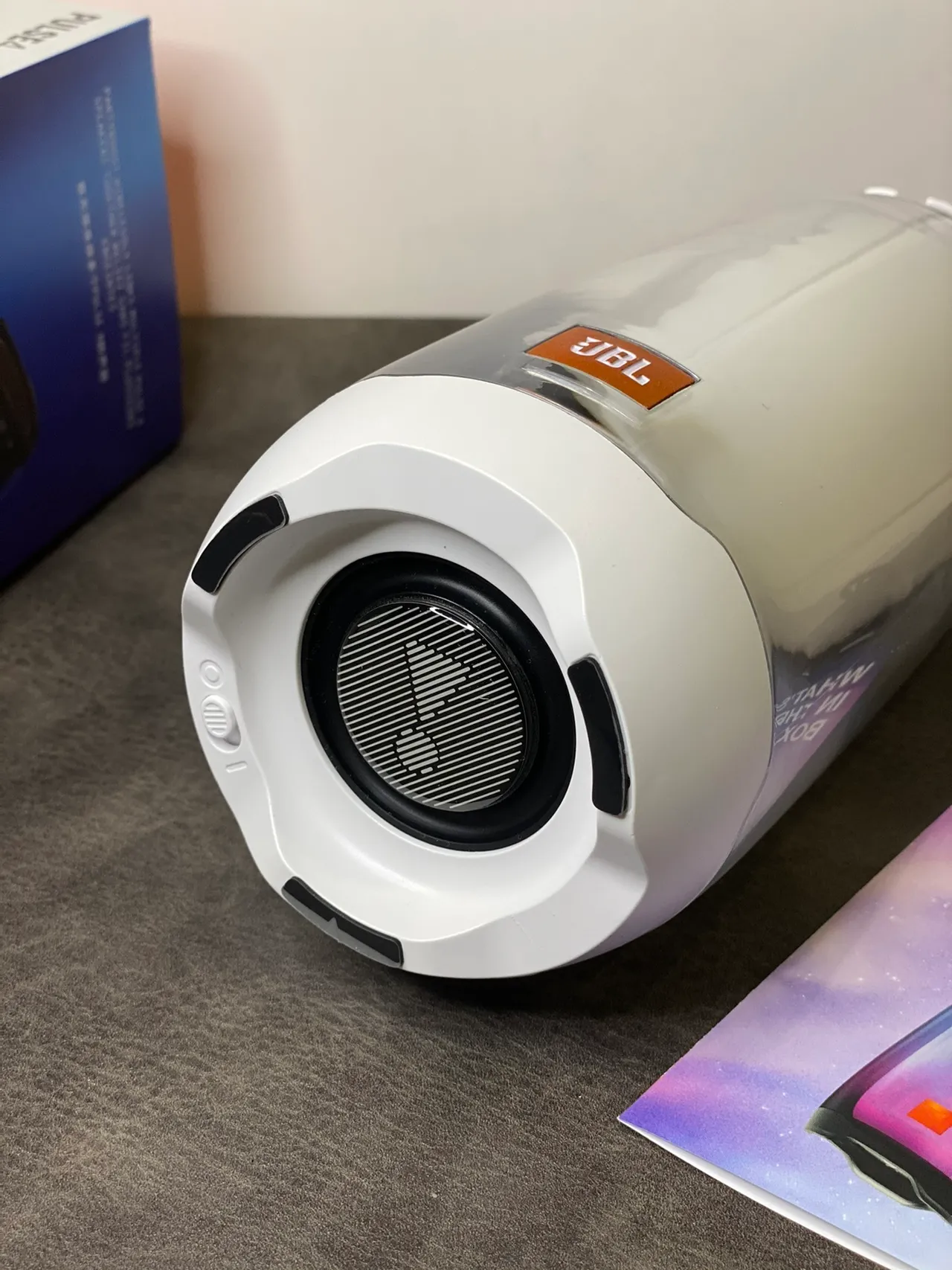 JBL White Transparent Cylindrical Portable Speaker 4