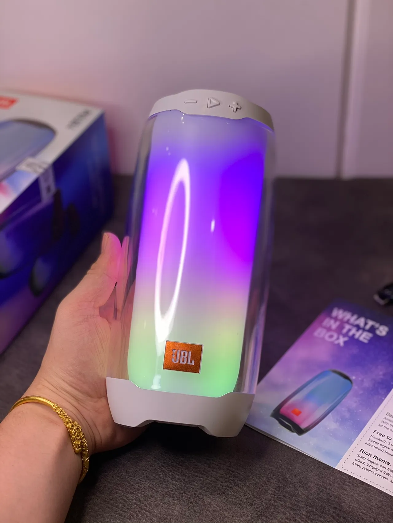 JBL White Transparent Cylindrical Portable Speaker 6