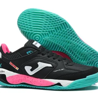 Joma Black Pink Low-Top Lace-Up Synthetic Mesh And Leather Upper Sneakers