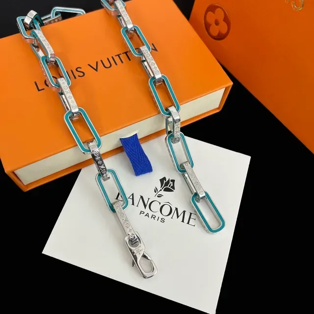 Lancôme Enamel Monogram Link Necklace 2