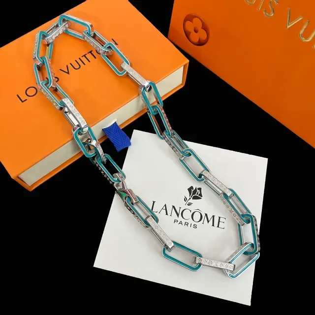Lancôme Enamel Monogram Link Necklace 4