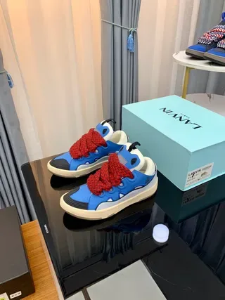 Lanvin Runner Blue Red Chunky Sole Woven Laces Lifestyle Sneakers 4