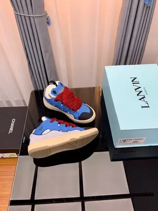 Lanvin Runner Blue Red Chunky Sole Woven Laces Lifestyle Sneakers 6