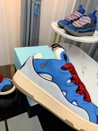 Lanvin Runner Blue Red Chunky Sole Woven Laces Lifestyle Sneakers 9
