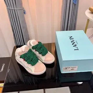 Lanvin White Green Laceless Zigzag Strap Lifestyle Sneakers