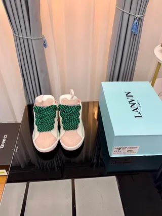Lanvin أبيض أخضر بدون أربطة حزام zigzag أحذية lifestyle 5
