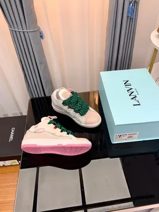 Lanvin أبيض أخضر بدون أربطة حزام zigzag أحذية lifestyle 6
