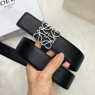 Loewe Anagram Belt Black Textured Leather Belt