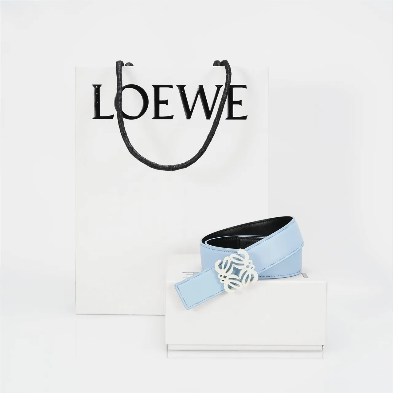 Loewe Anagram Belt Light Blue Smooth Leather Belt 2