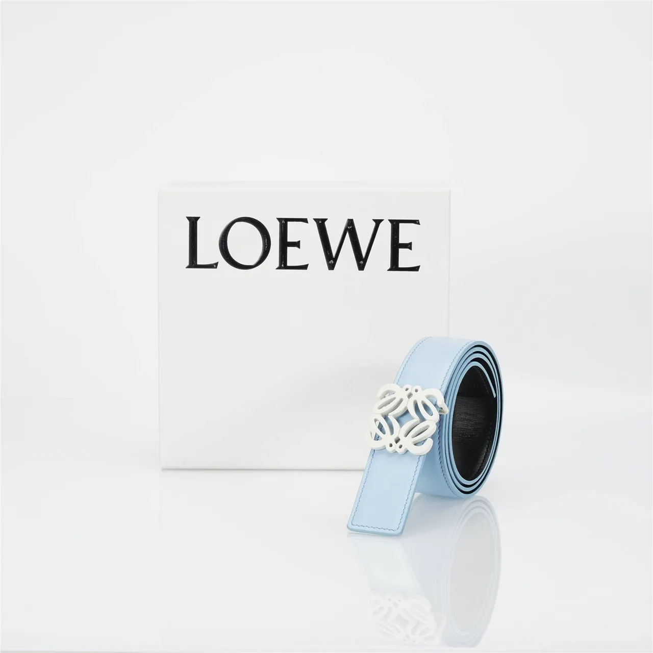 Loewe Anagram Belt Light Blue Smooth Leather Belt 3