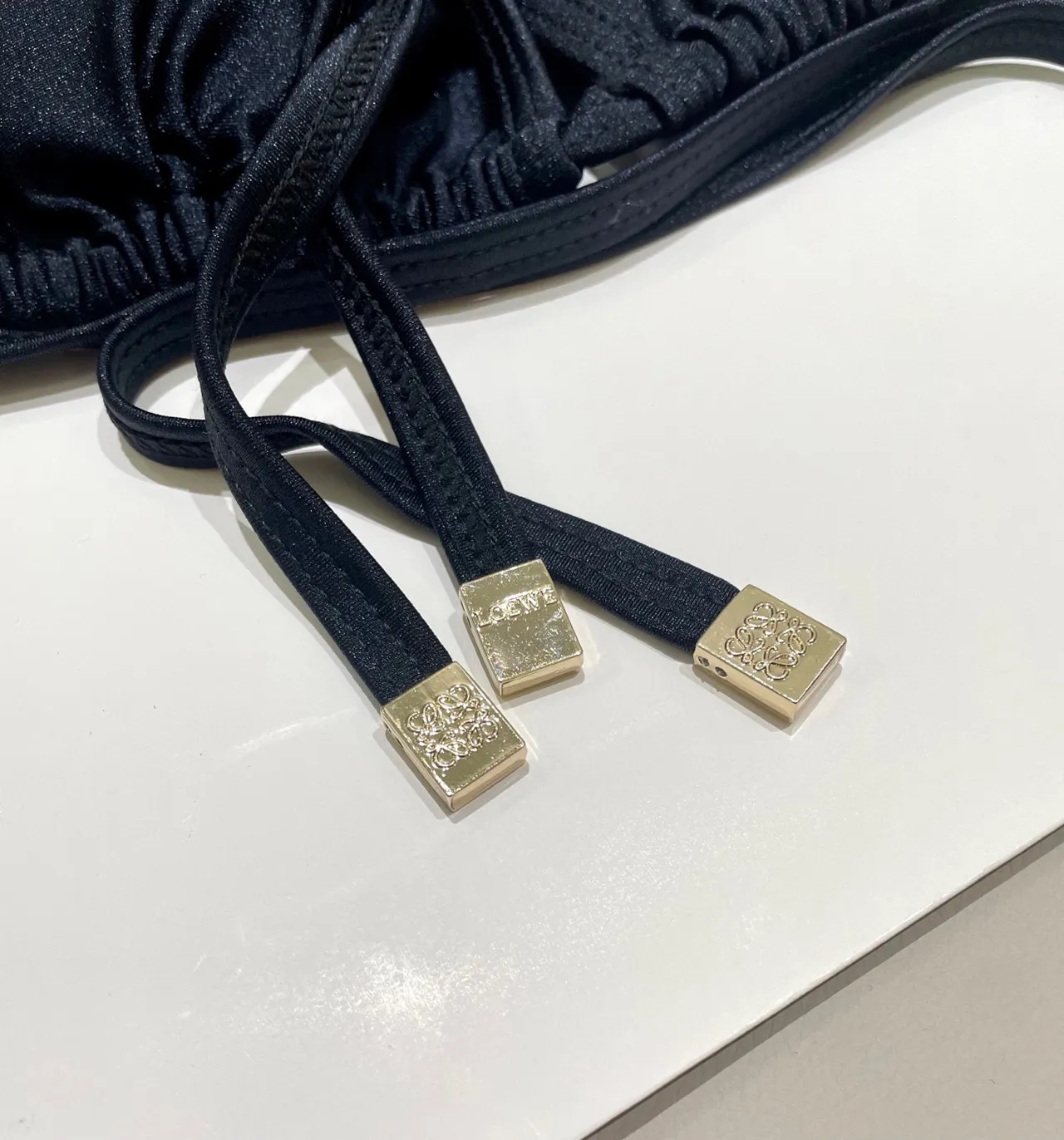 Loewe Anagram Black Gold Halter Neck Tie-Back Swimwear 5