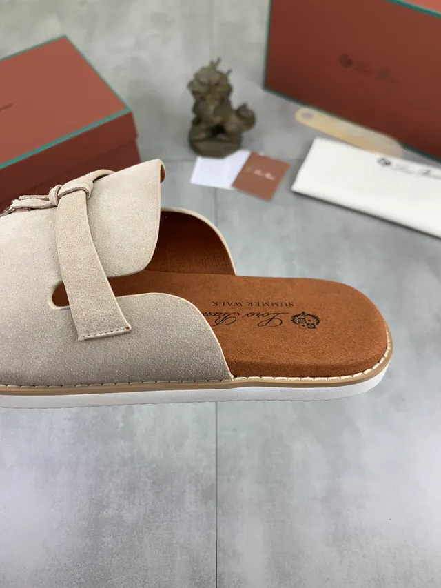 Loewe أسود بيج مفتوح الأصابع شريحة جلد علوي شبشب 5