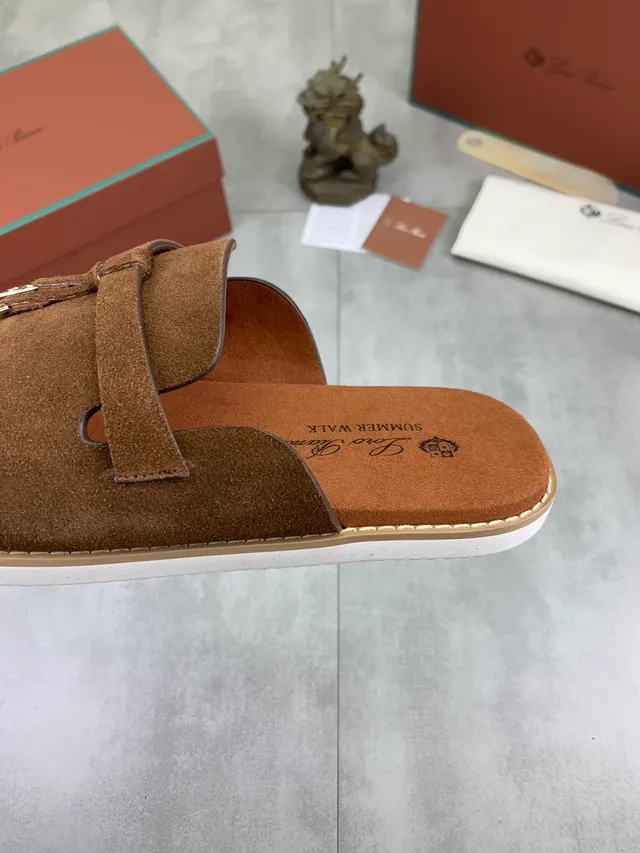 Loewe أسود بيج مفتوح الأصابع شريحة جلد علوي شبشب 6