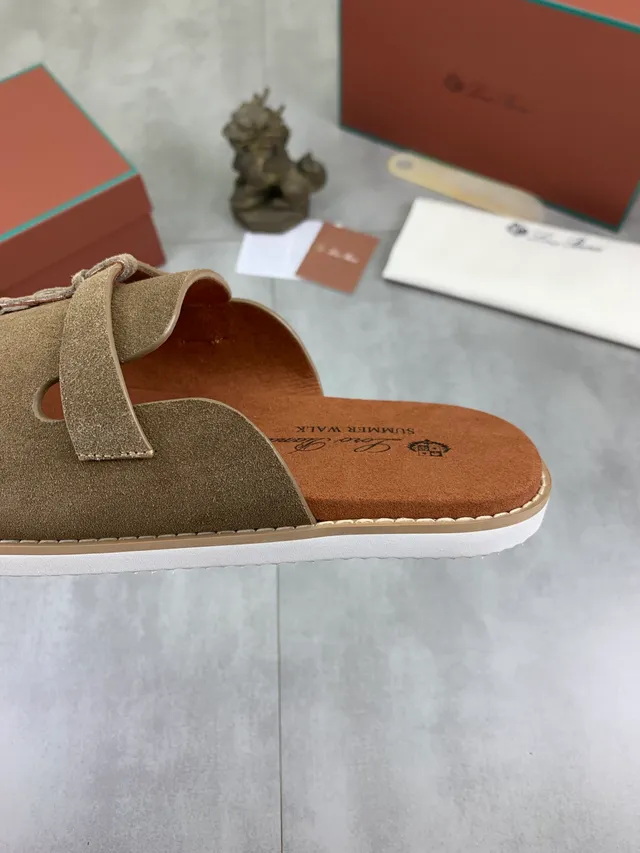Loewe أسود بيج مفتوح الأصابع شريحة جلد علوي شبشب 8