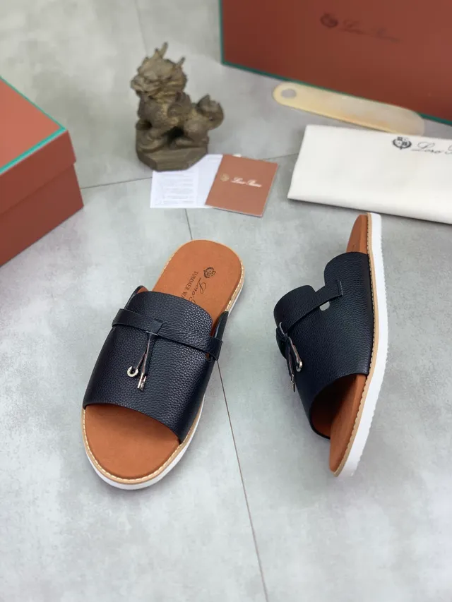 Loewe أسود بيج مفتوح الأصابع شريحة جلد علوي شبشب 9
