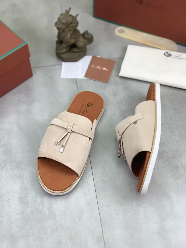 Loewe أسود بيج مفتوح الأصابع شريحة جلد علوي شبشب 10