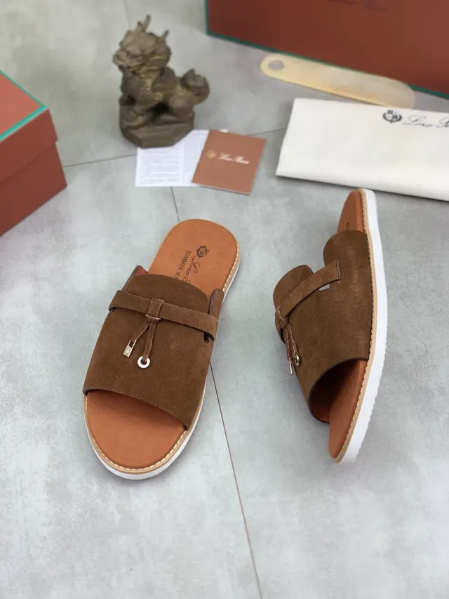 Loewe أسود بيج مفتوح الأصابع شريحة جلد علوي شبشب 11