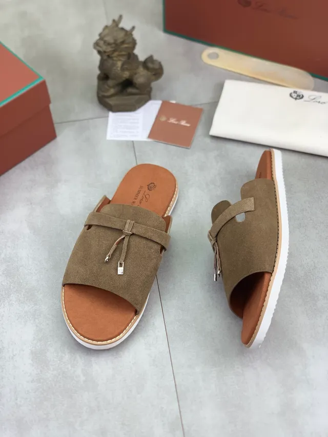 Loewe أسود بيج مفتوح الأصابع شريحة جلد علوي شبشب 13