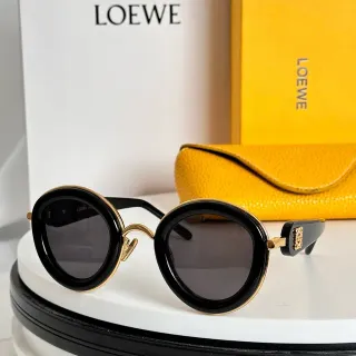 Loewe Round Double-Rimmed Black and Gold Sunglasses
