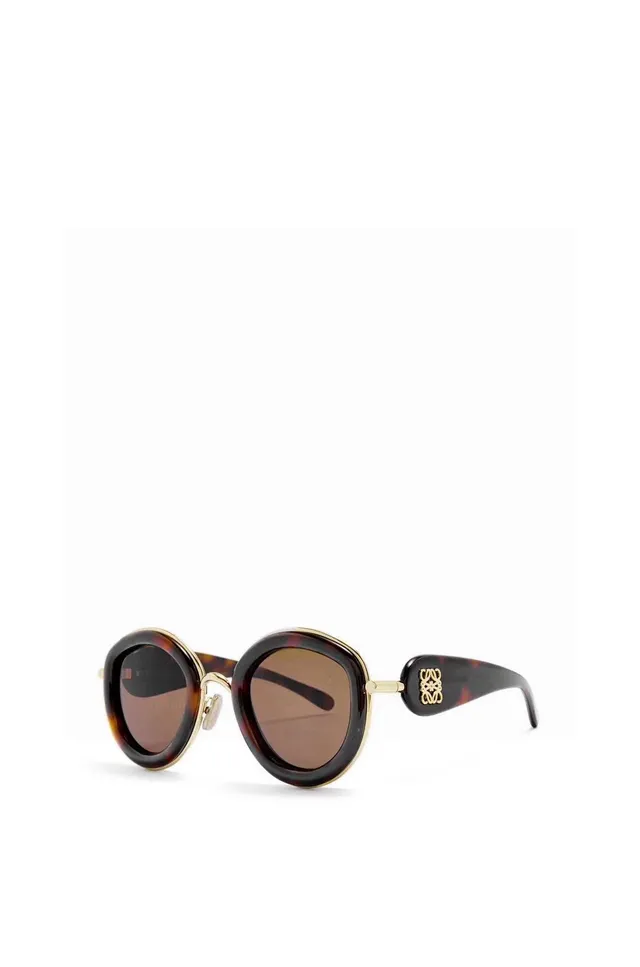 Loewe Lunettes de Soleil Ronde Double Bords Noir et Or 3