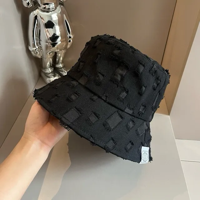 Loewe Textured Black Distressed Bucket Hat 8