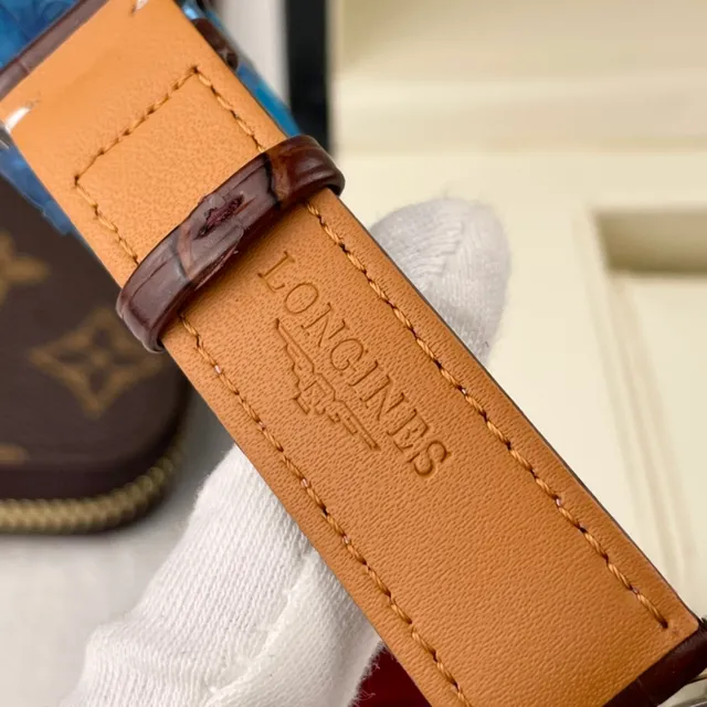 Longines Brown Gold Round Case Roman Numeral Hour Markers Mechanical Watch 3