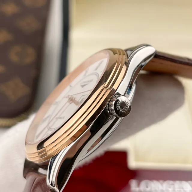 Longines Brown Gold Round Case Roman Numeral Hour Markers Mechanical Watch 5