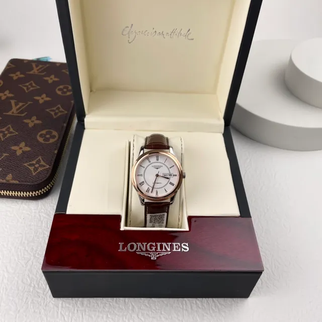 Longines Brown Gold Round Case Roman Numeral Hour Markers Mechanical Watch 9