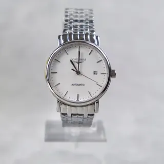 Longines Silver White Minimalist Dial Baton Hour Markers Mechanical Watch