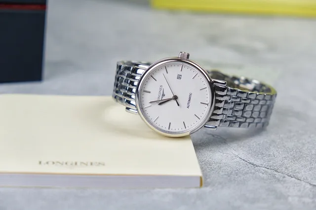 Longines Silver White Minimalist Dial Baton Hour Markers Mechanical Watch 5