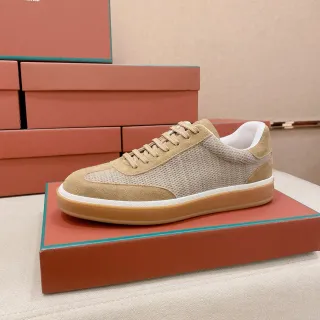 Loro Piana Beige Suede-Mesh Lifestyle Sneaker