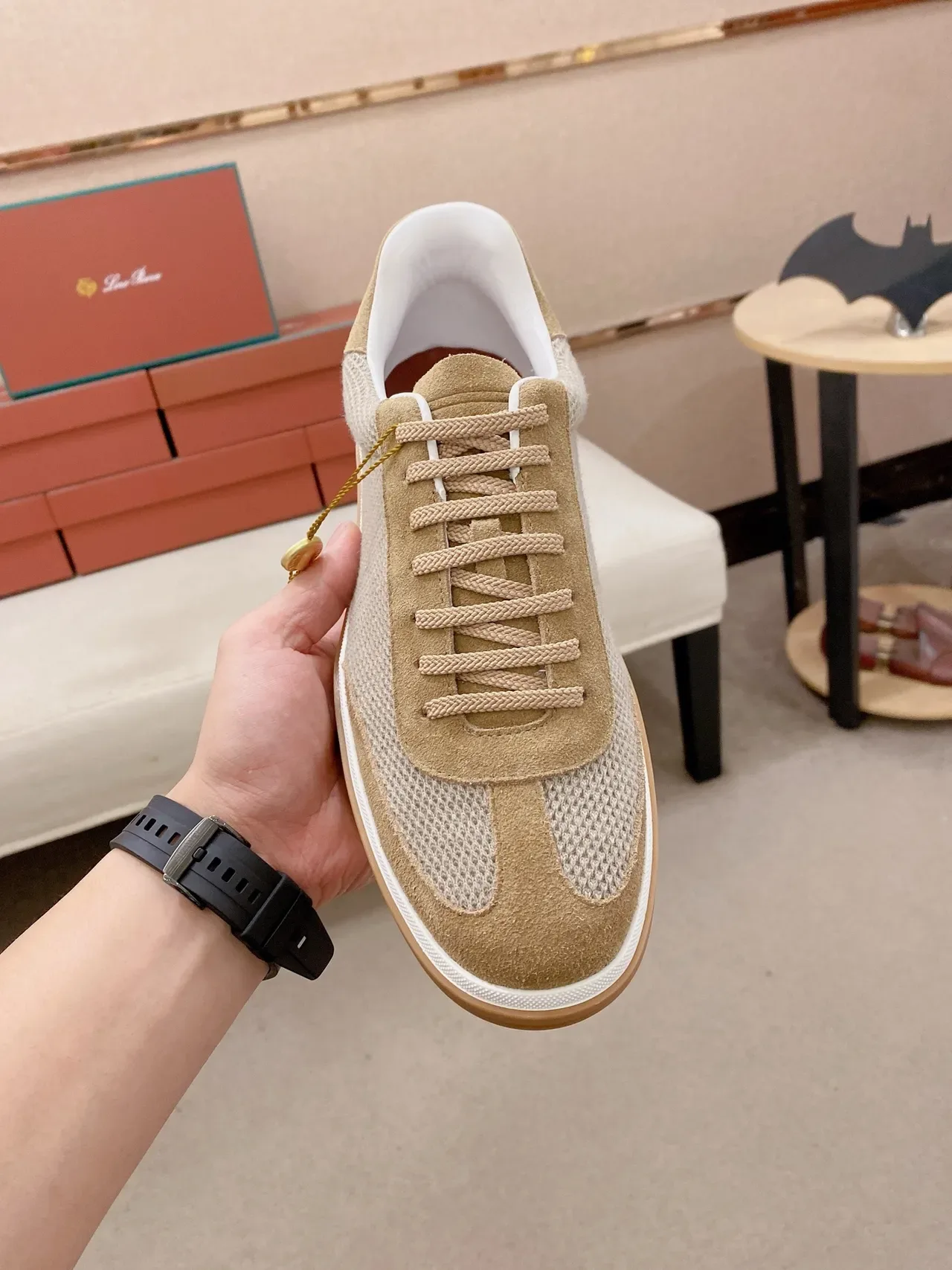 Loro Piana Bege Camurça-Mesh Tênis Lifestyle 5
