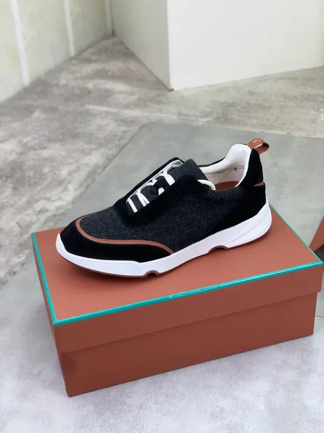Loro Piana Black Felt and Suede Lifestyle Sneaker 4