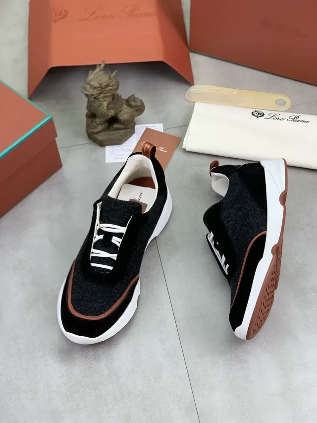 Loro Piana Black Felt and Suede Lifestyle Sneaker 5