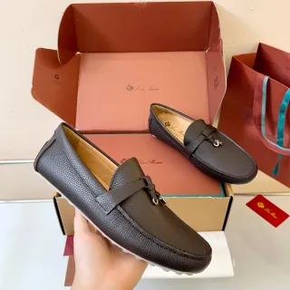 Loro Piana Gommino Loafer Brown Pebbled Leather Loafers