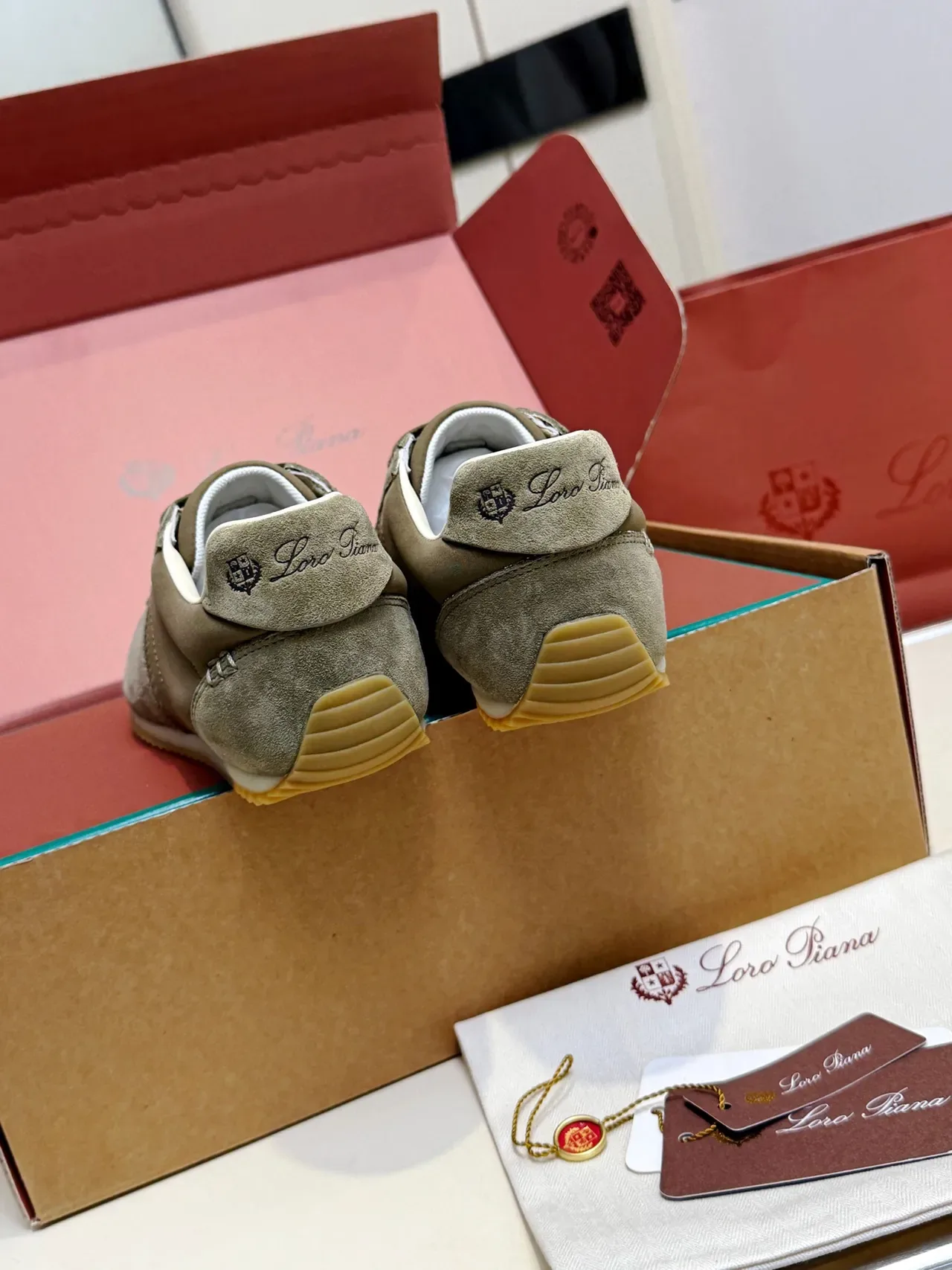 Loro Piana Olive Green Suede Lifestyle Sneakers 4