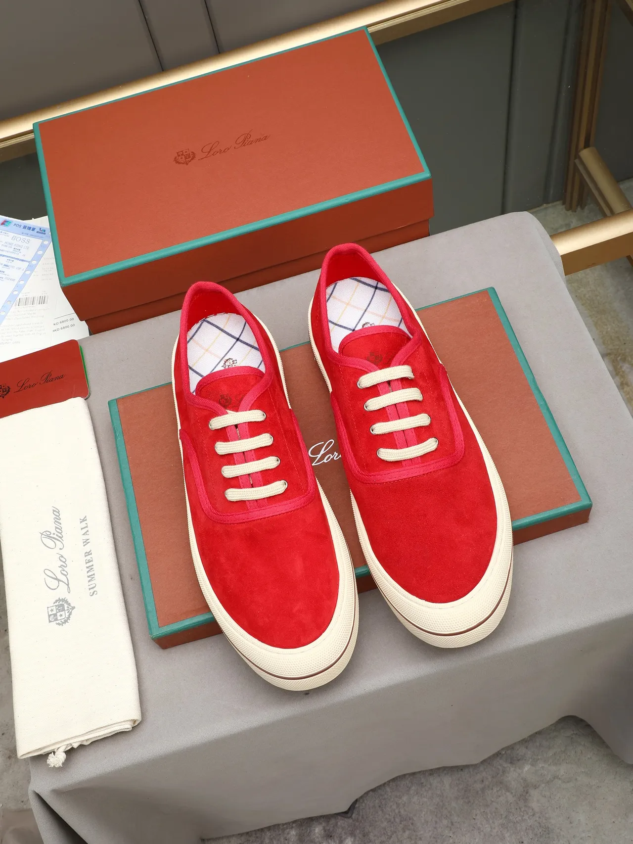 Loro Piana Summer Walk Sneaker Lifestyle Daim Rouge 2