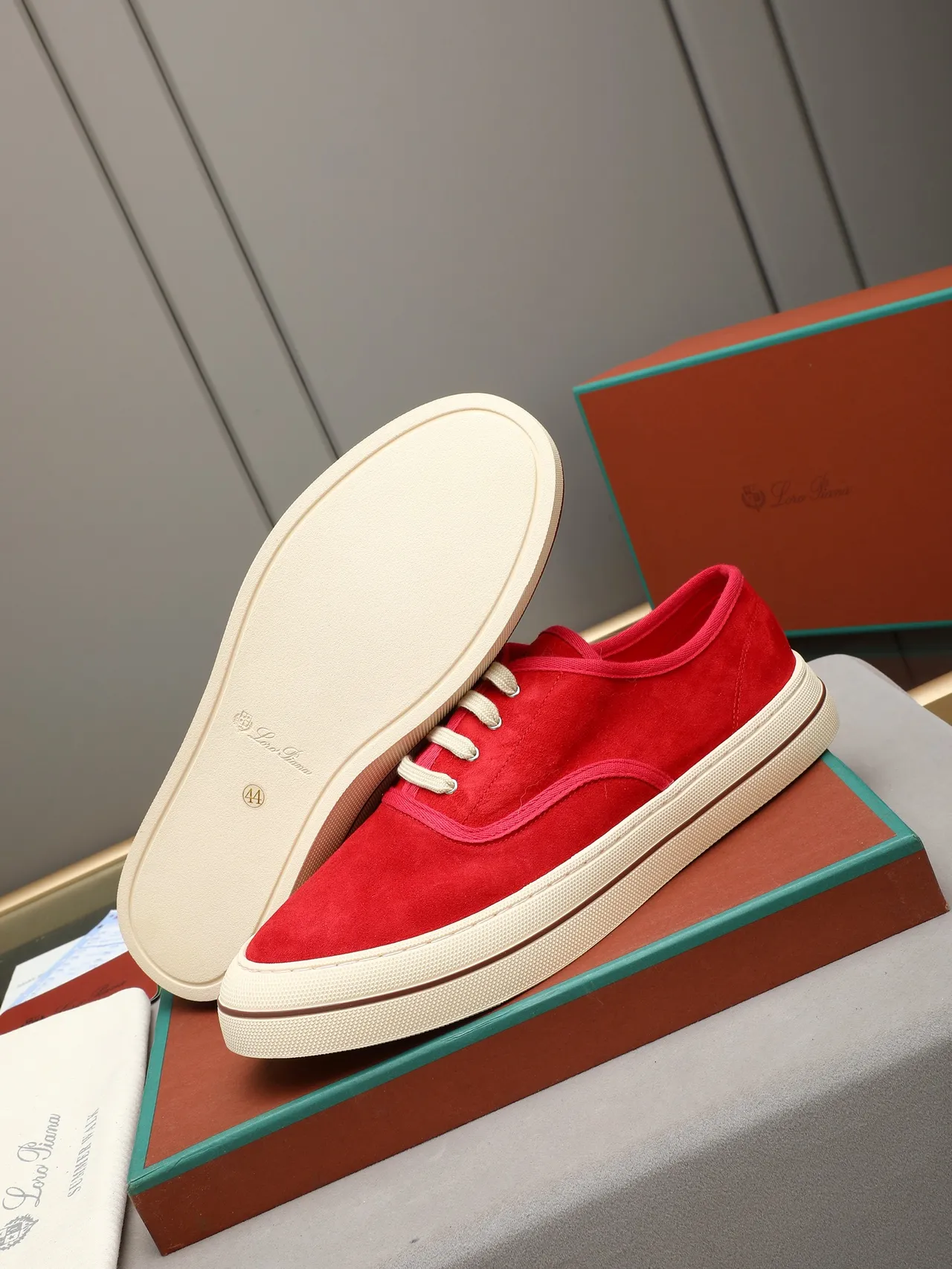 Loro Piana Summer Walk Sneaker Lifestyle Daim Rouge 4