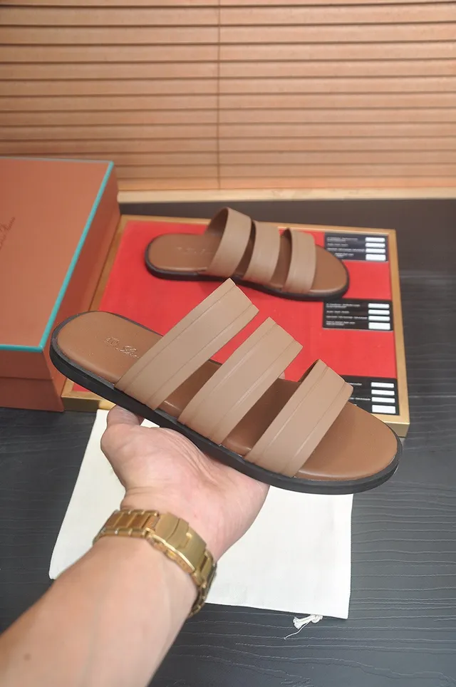 Loro Piana Bege Sandálias de três tiras slide casual 3