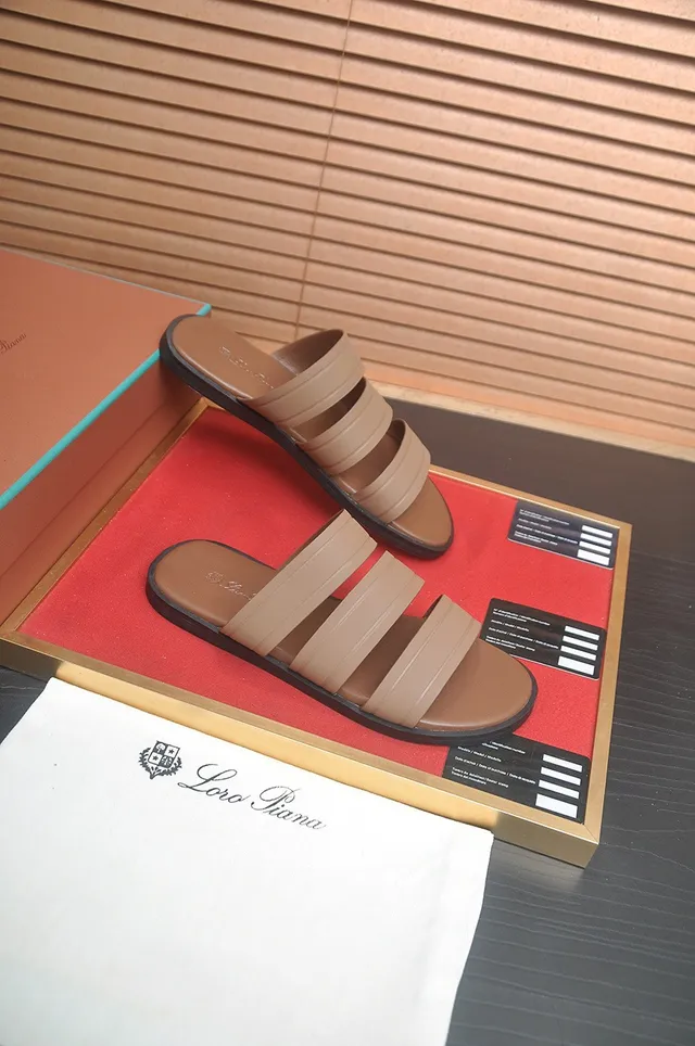 Loro Piana Bege Sandálias de três tiras slide casual 7