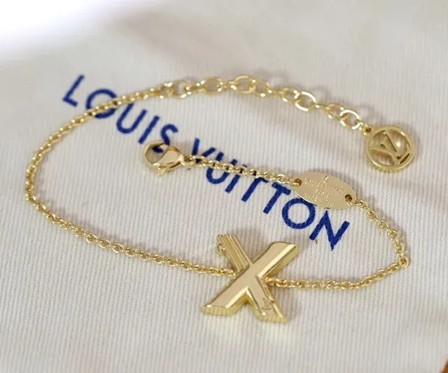 Louis Vuitton Alphabet A Gold-Tone Chain Bracelet 2