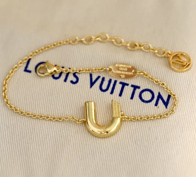 Louis Vuitton Alphabet A Gold-Tone Chain Bracelet 5