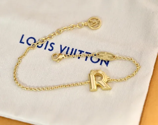 Louis Vuitton Alphabet A Gold-Tone Chain Bracelet 7