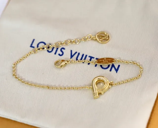 Louis Vuitton Alphabet A Gold-Tone Chain Bracelet 9