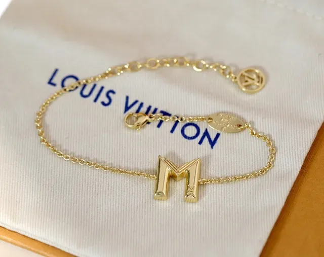 Louis Vuitton Alphabet A Gold-Tone Chain Bracelet 12