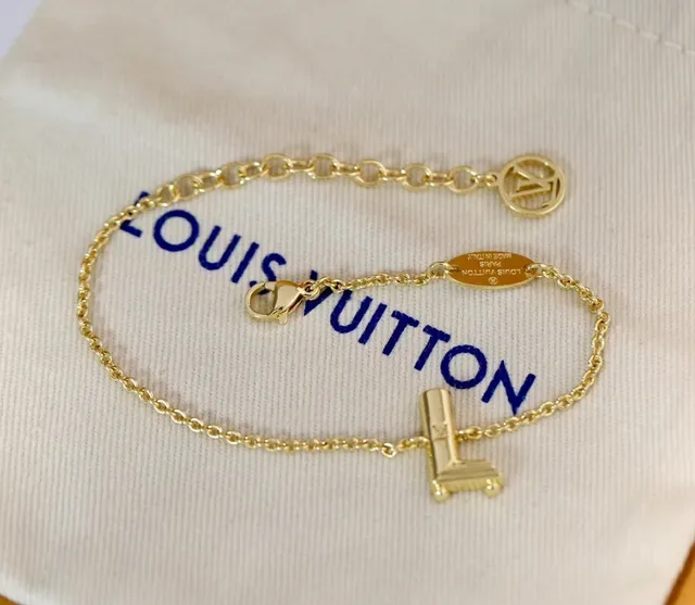 Louis Vuitton Alphabet A Gold-Tone Chain Bracelet 13